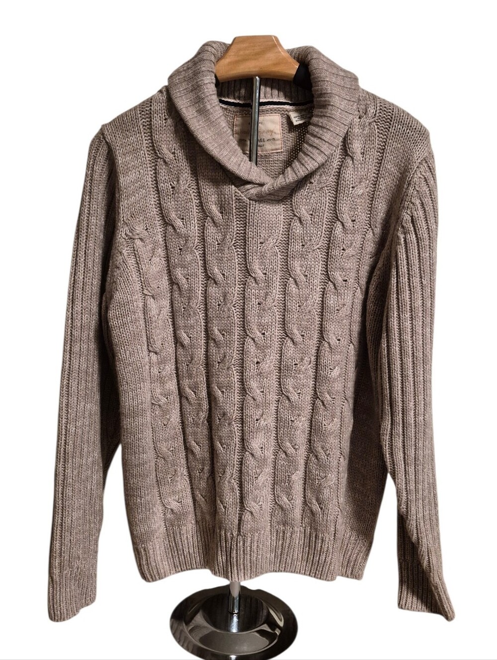 Weatherproof Vintage Men's Cable Knit Shawl Collar Sweater - Size S